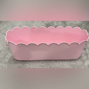 Pink Scalloped Metal planter new